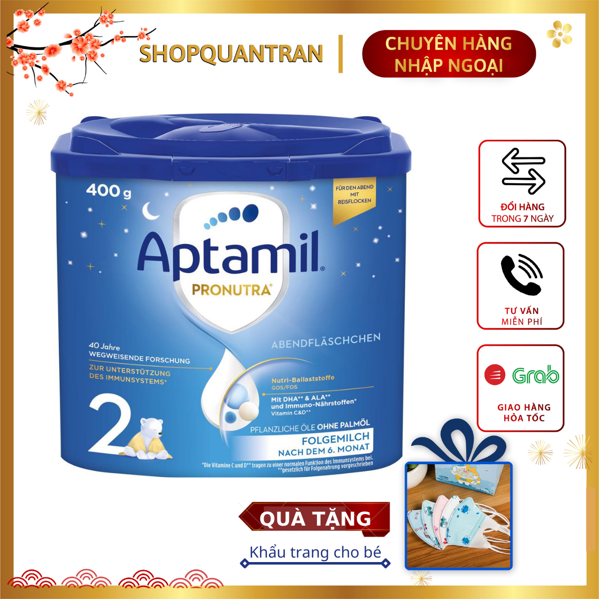 Sữa Aptamil Đức ban đêm cho bé hộp 400g