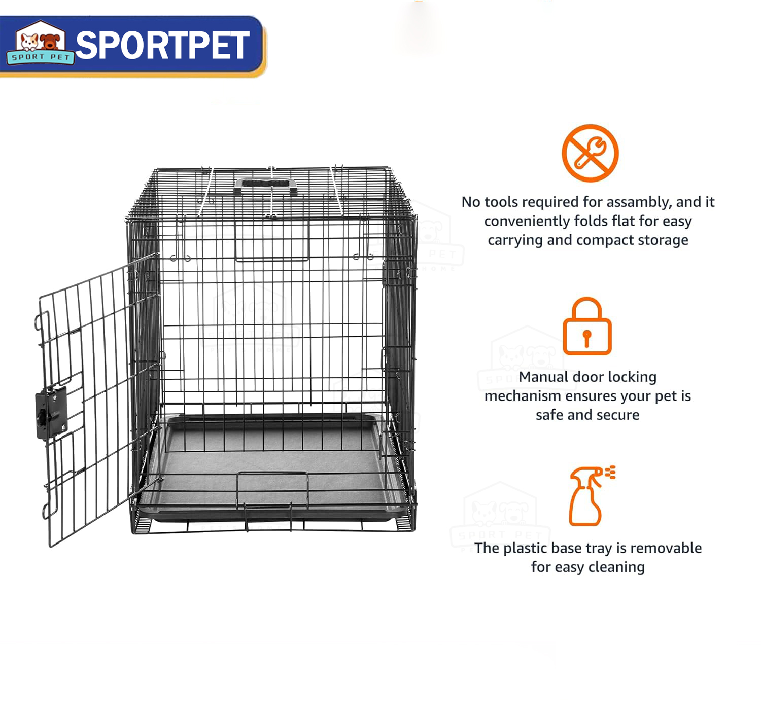 New Pet Land Dog Cage Heavy Duty Pet with Poop Tray Pet Collapsible