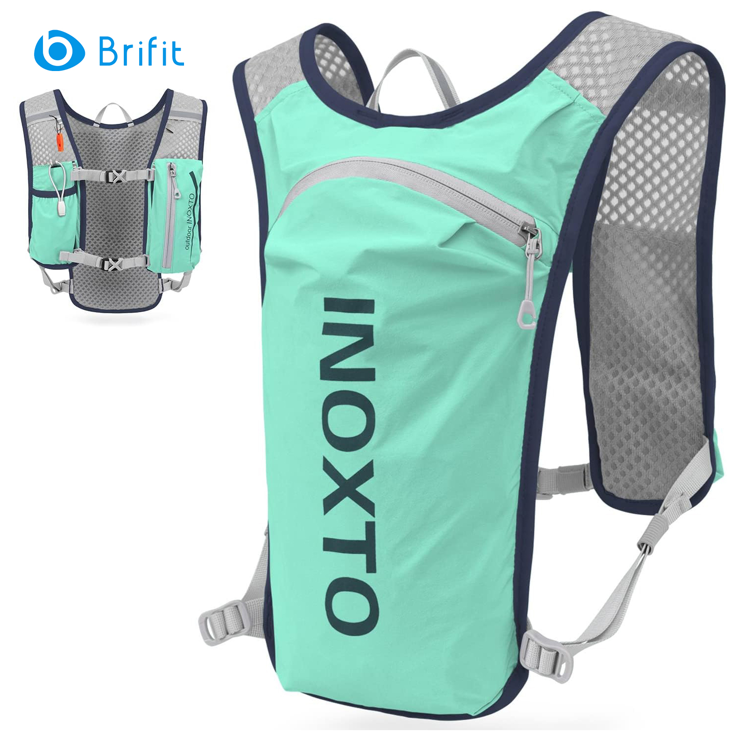 Brifit Ba lô áo vest chạy bộ thể thao ngoài trời, gói cách nhiệt nhẹ, ba lô siêu nhẹ chống thấm nước để đi bộ đường dài, chạy đường mòn, đua xe đạp, marathon, Unisex, một cỡ