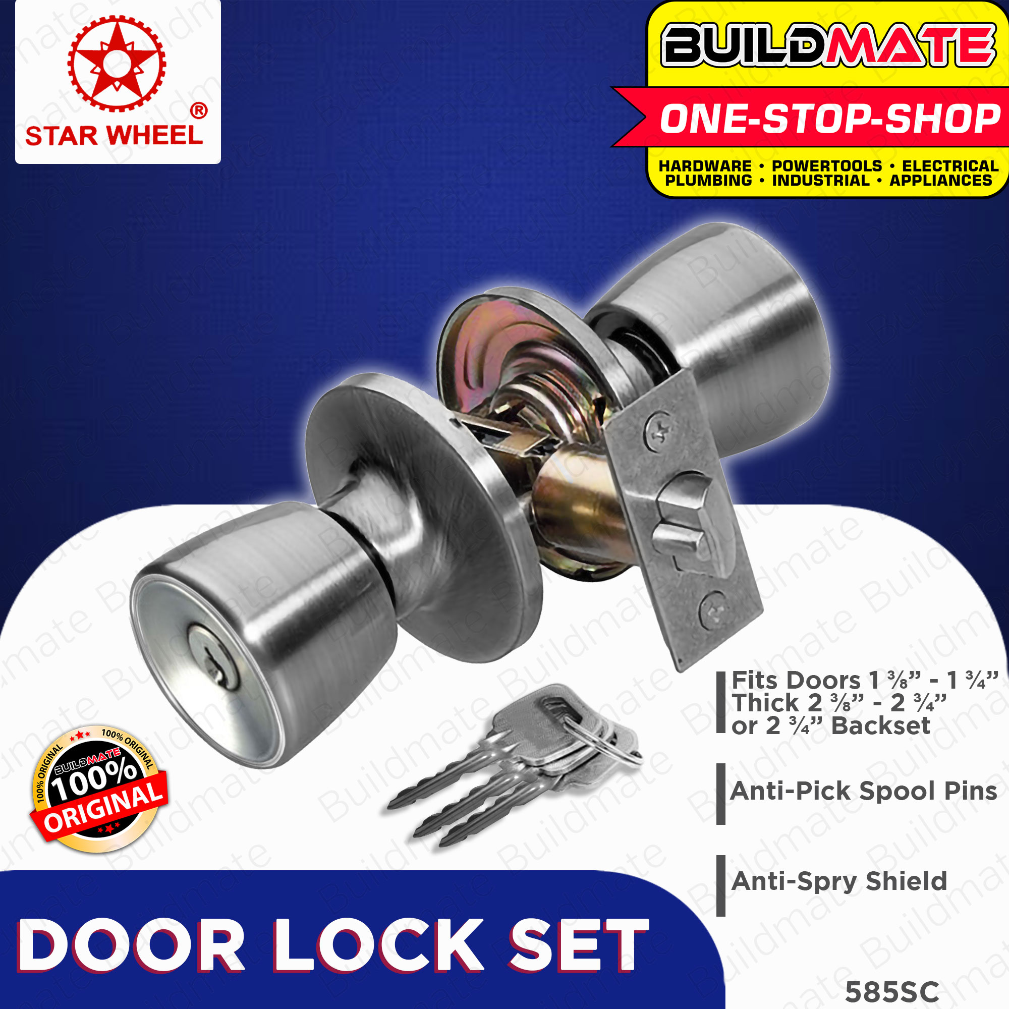 STAR WHEEL Hongkong Brand Entrance Lockset Doorlock Door Lock Knob Set