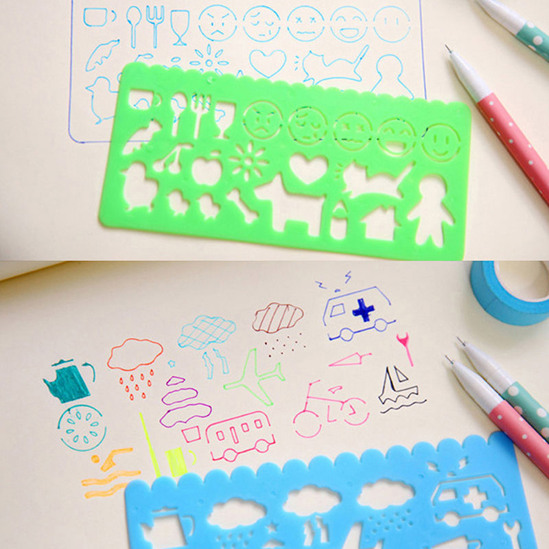 [THS Store] COD 4pcs Korea Stationery Cartoon Ruler Oppssed Drawing Template Mould