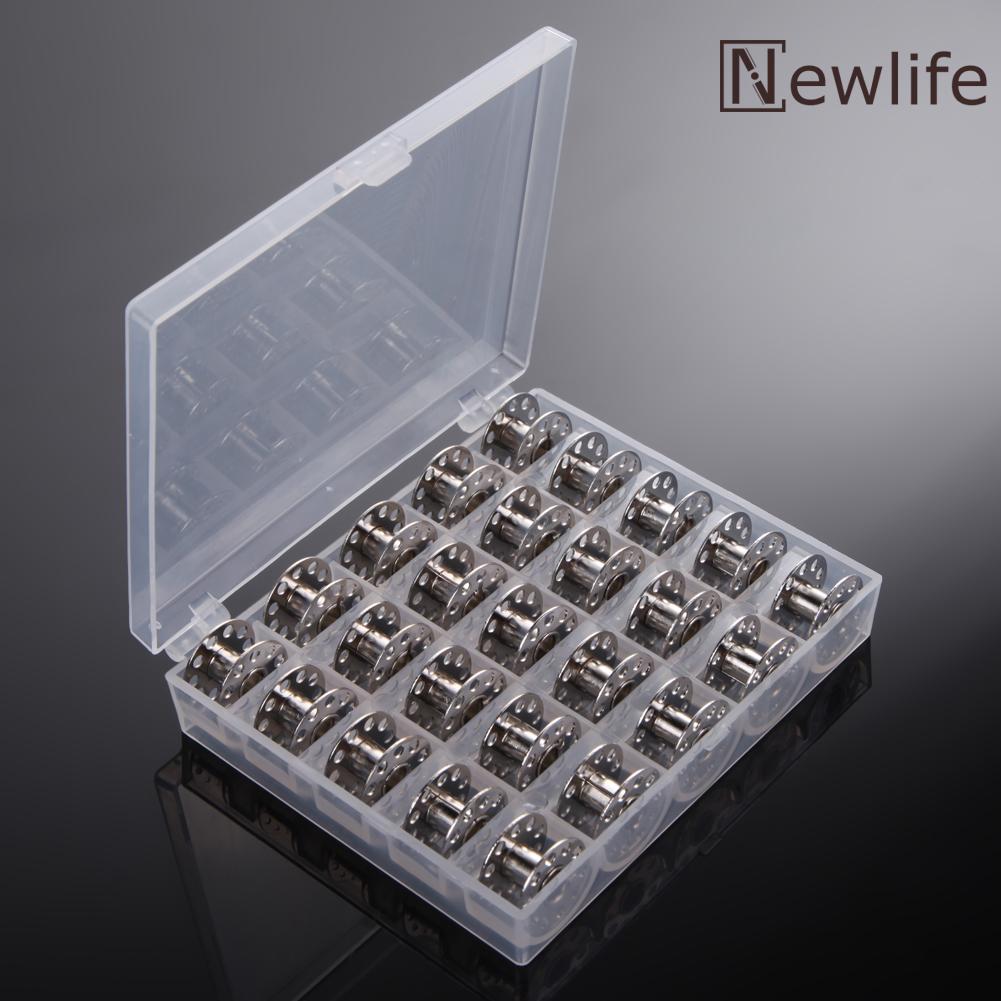 25pcs Replaceable Bobbins with Storage Box Household Metal Spool Sewing Accessories Portable for Sewing Machine for Brother Janome Singer