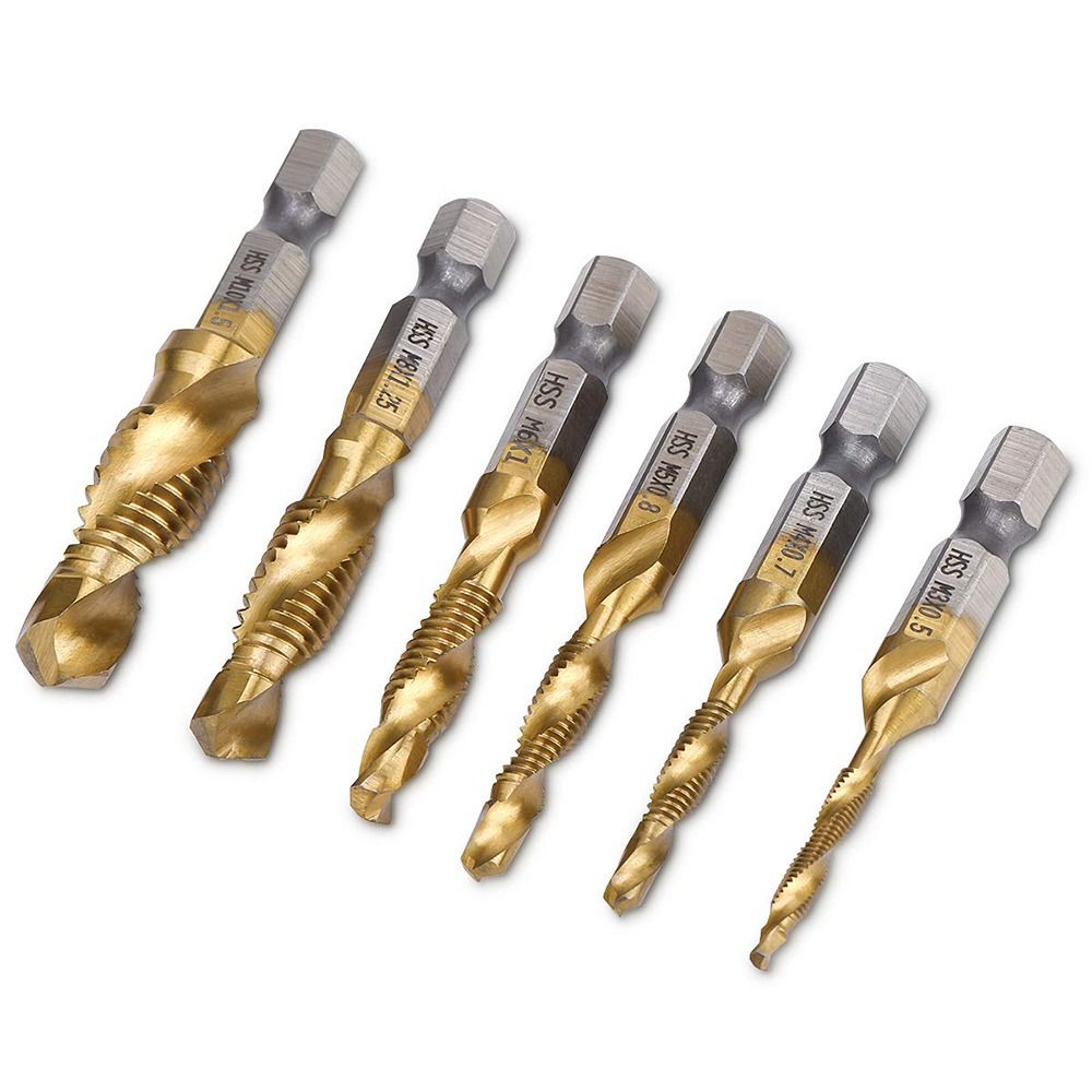 Petiyouza hợp chất tap rãnh Vít Bit Vít Máy tarô mũi khoan Tap khoan bit mạ titan Shank tap mũi khoan chuôi lục giác