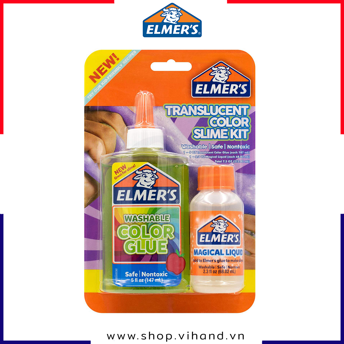 Bộ sản phẩm mini làm slime Elmer’s Washable Color Glue Slime Kit – Green
