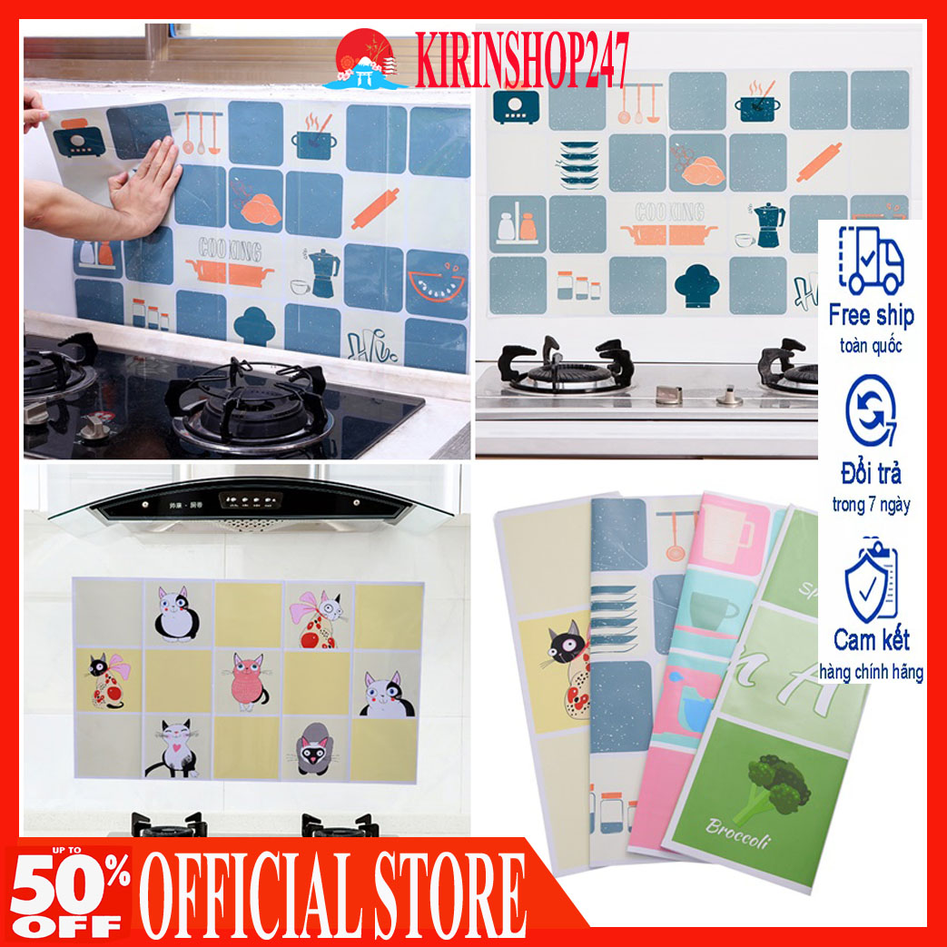 Giấy dán tường nhà bếp chống dầu mỡ cách nhiệt 45x75cm