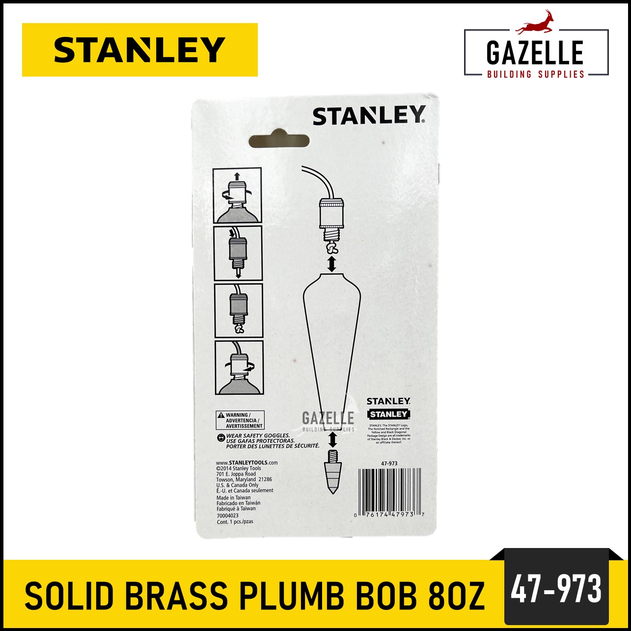 Stanley Solid Brass Plumb Bob ( 8 oz.) - 47-973