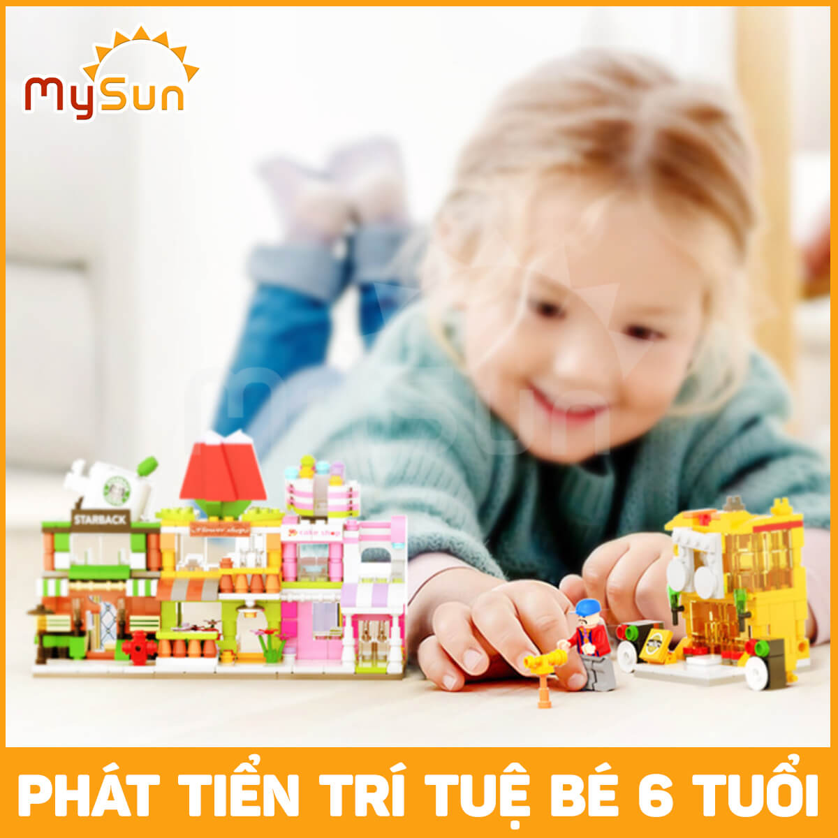 Đồ chơi xếp mô hình thành phố xếp nhà hàng, siêu thị, cà phê thành phố city sáng tạo cho bé gái, trai MySun