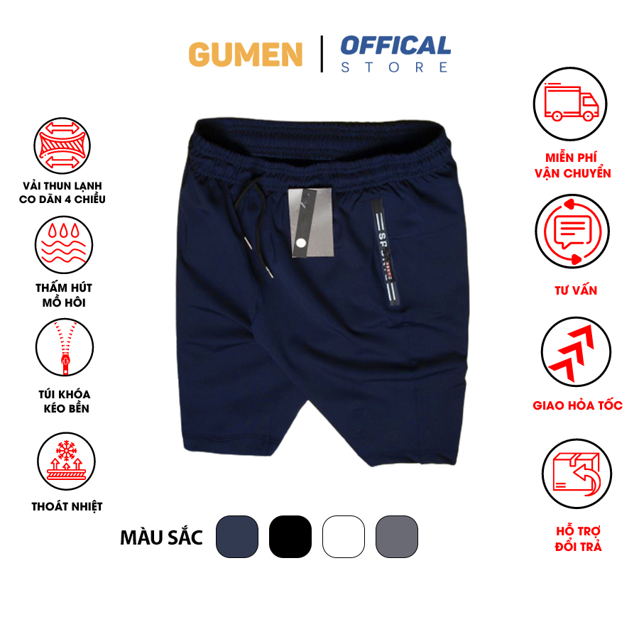 (Freeship) Quần short nam thun co giãn 4 chiều (Big size>100kg) thể thao, quần đùi 2 túi khóa kéo cao cấp-QSTT16