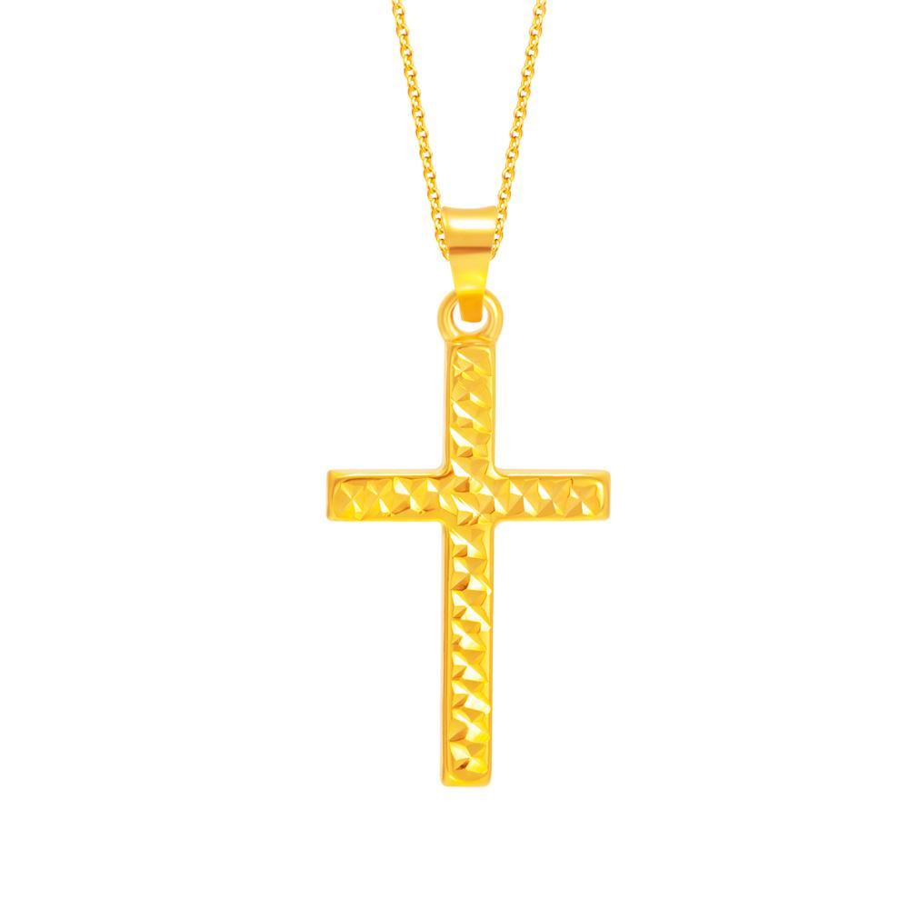 916 Yellow Gold Cross of Faith Pendant 