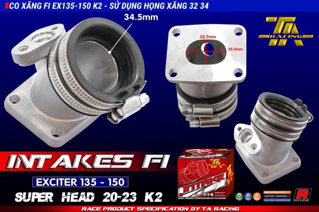 Co xăng ta ex 135 / 150 fi mẫu k2 - sử dụng họng xăng 32mm / 34mm
