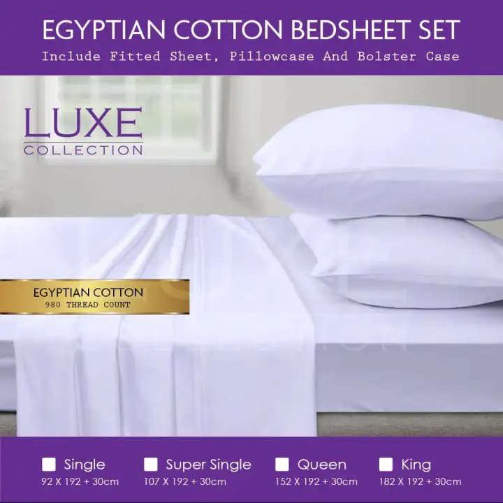 Egyptian Cotton Bedsheet Set Available In Grey White Blue Red