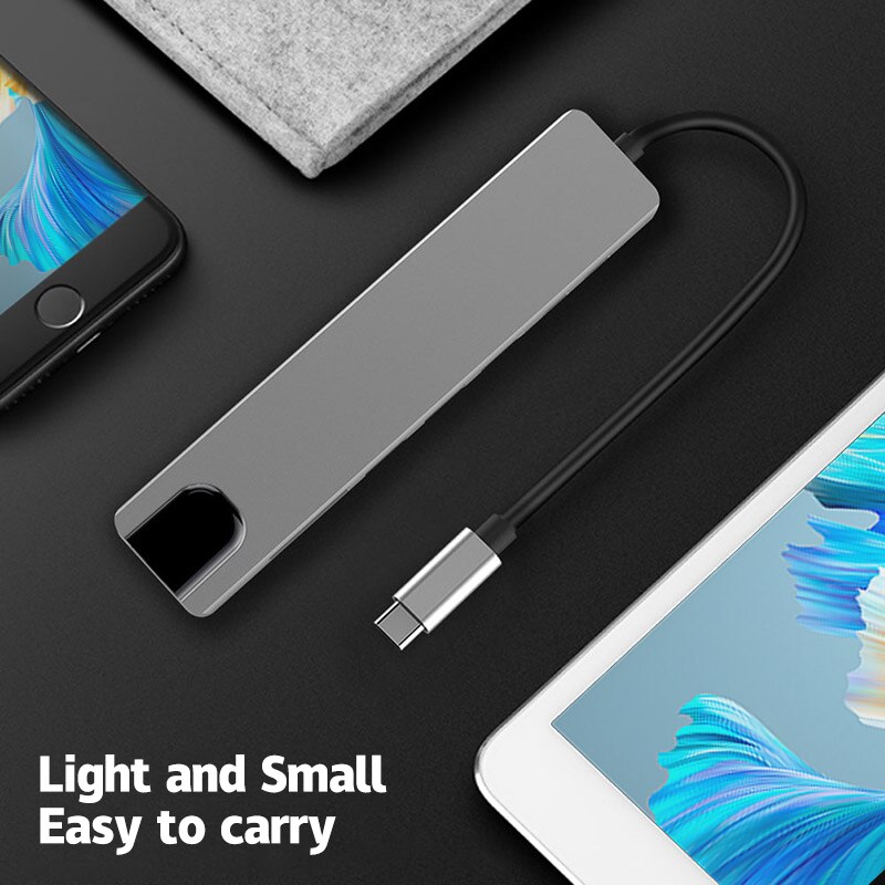 Type C 8 In1 USB C Hub 8In1 Type C HDMI 4K Adapter RJ45 Lan Ethernet TF SD Reader USB-C 3.0 Typec Docking Station Laptop Macbook