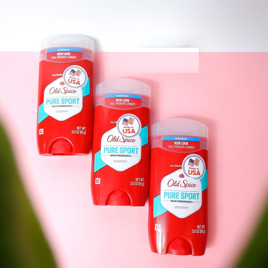[Không Muối Nhôm - Aluminum Free] Lăn Khử Mùi Nam Dạng Sáp Old Spice Pure Sport High Endurance Deodorant 85g