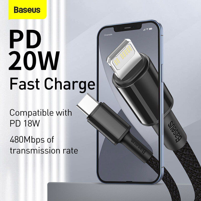Dây sạc nhanh iphone pd 20w baseus catlgd - cáp sạc dây dù type-c to iphone cho iphone 13,12, 11, xsmax, 8,7,6,5, ipad,...