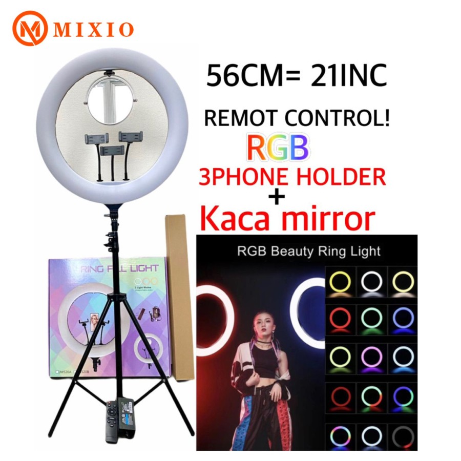 MIXIO Ring Light RGB 56CM Tripod 2M Phone Holder Remote