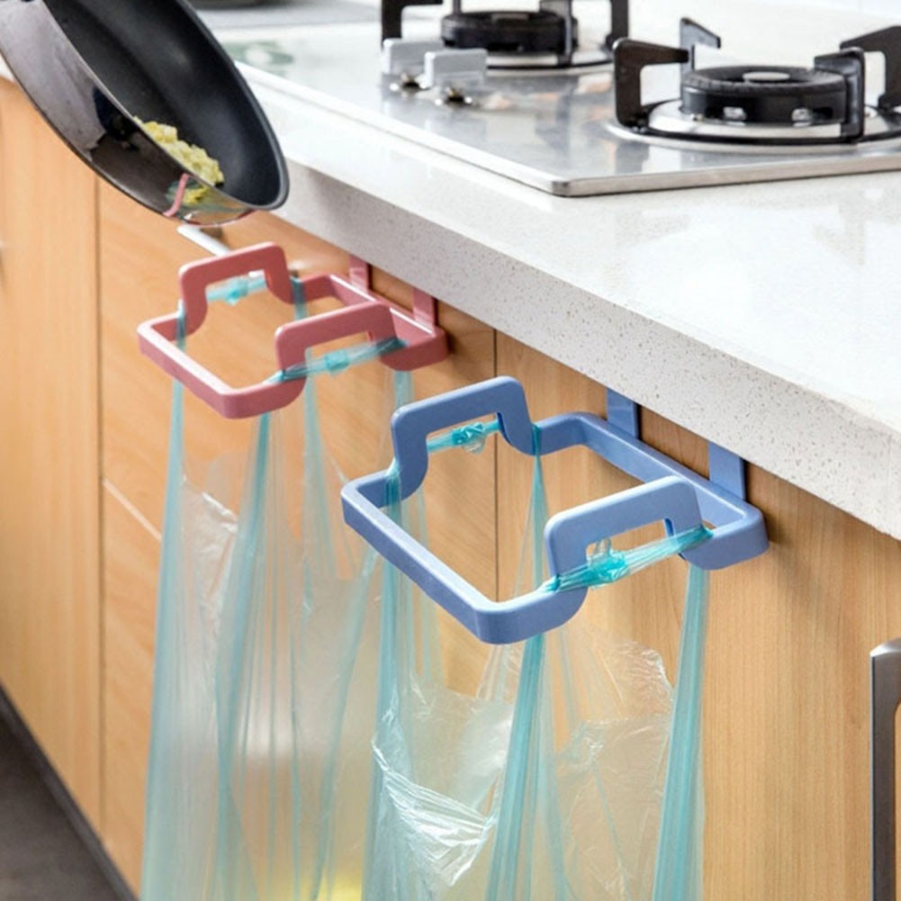 COOLELECT 1pc Kitchen Hanging Trash Plastic Rack Storage Garbage Holder Save Space 35g Ready Ship