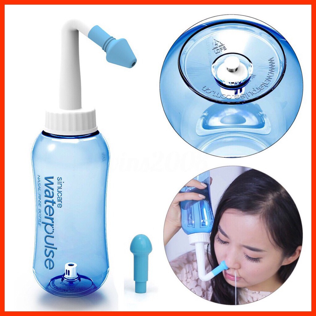 Bình rửa mũi Waterpulse 300ml, bình vệ sinh mũi cho bé và người lớn, dụng cụ rửa mũi ngăn ngừa viêm xoang.