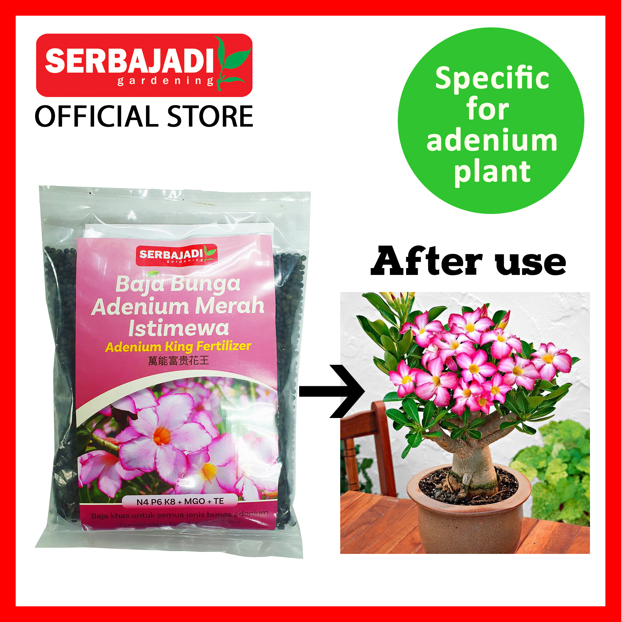 Serbajadi Adenium King 19 Fertilizer Baja Adenium 肥料 Npk 468 Mgo Te 400g Lazada