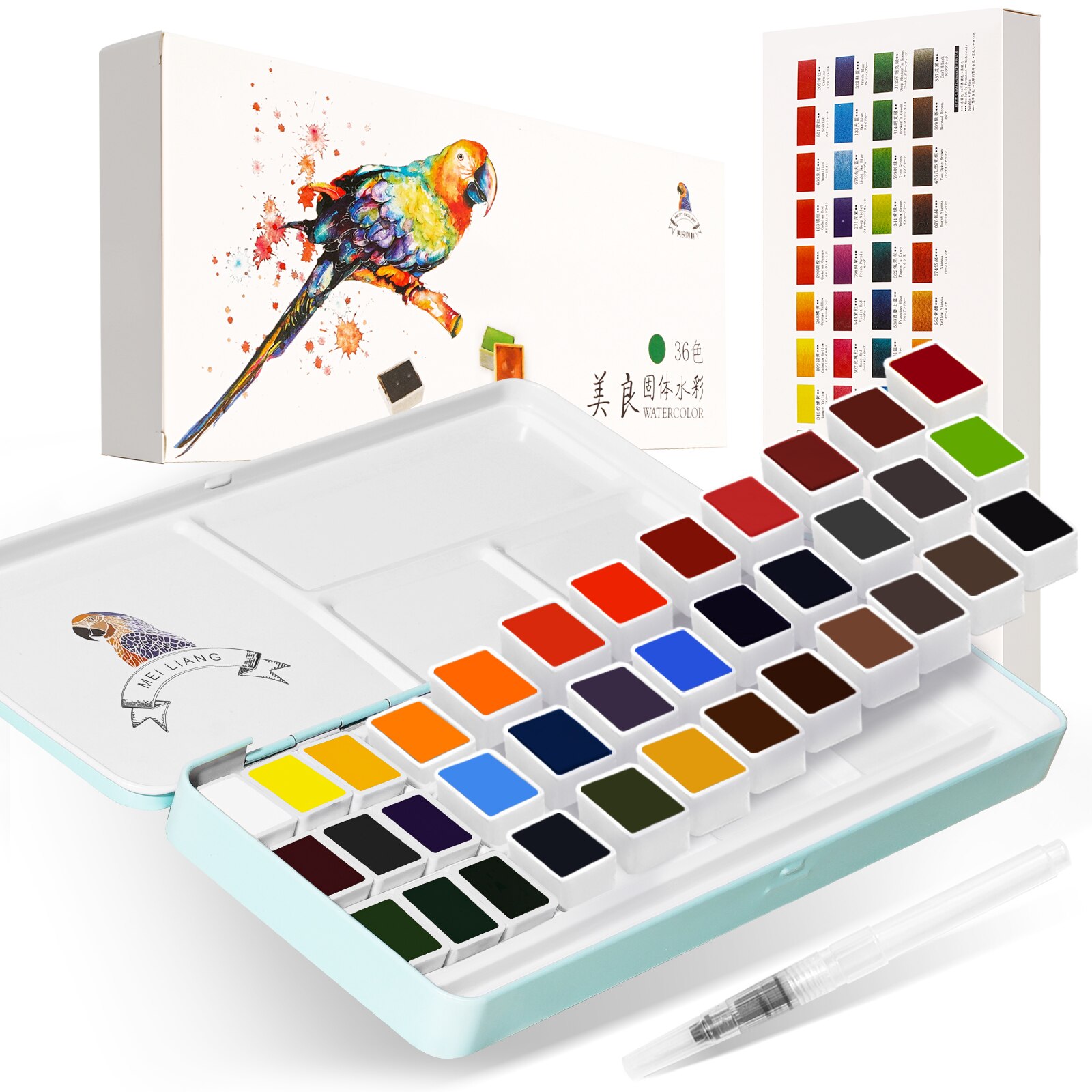 MeiLiang Watercolor Paint Set, 36 Vivid Colors in Pocket Box with Metal  Ring and Watercolor Brush, Perfect for Students, Beginners and More