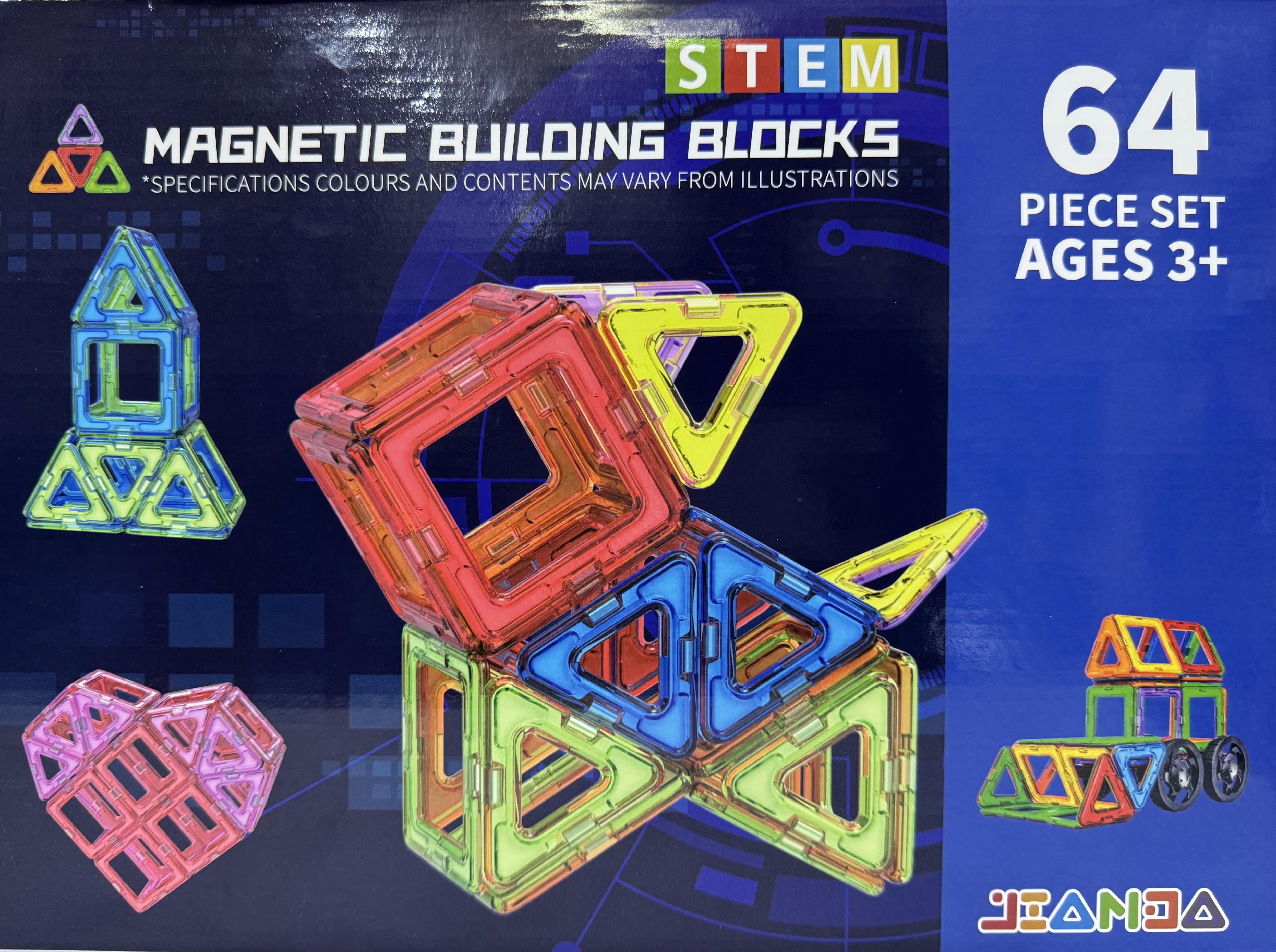 Magnetic Tiles Building Blocks 64 Pieces Toys Gift for Boys and Girls ...