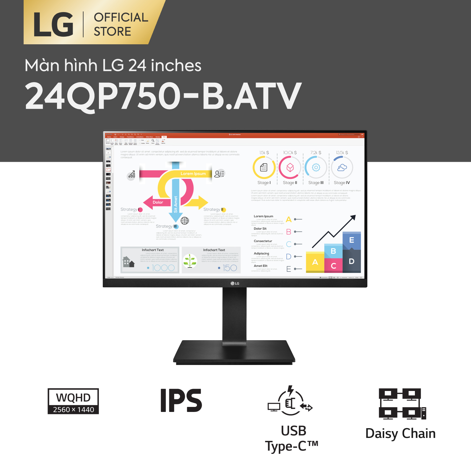 [TRẢ GÓP 0%] Màn hình máy tính LG 24QP750-B 2K (2560 x 1440) 75Hz 5ms 23.8 inch IPS Type-C™ HÀNG...