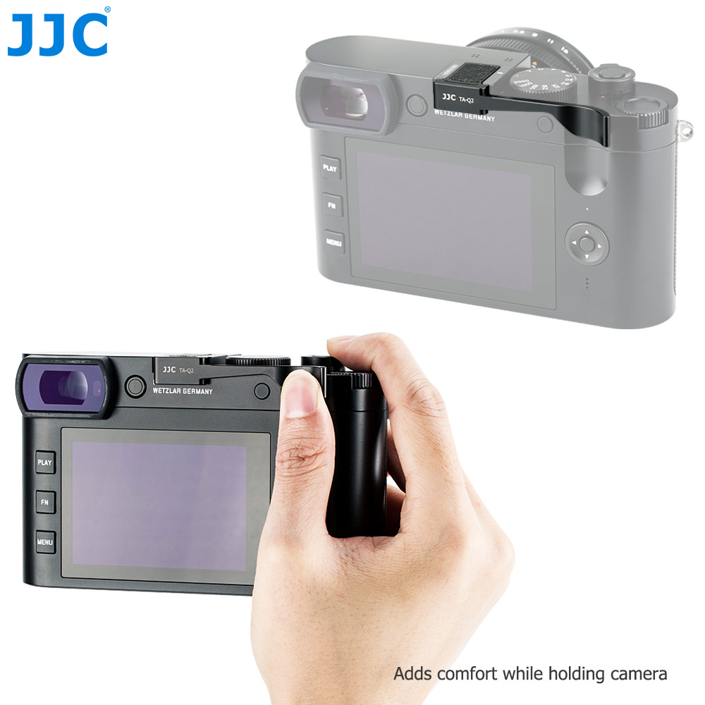 JJC Metal Thumb Grip Holder for Leica Q2 Camera, Secure Handle Bracket with Hot shoe Cover Function