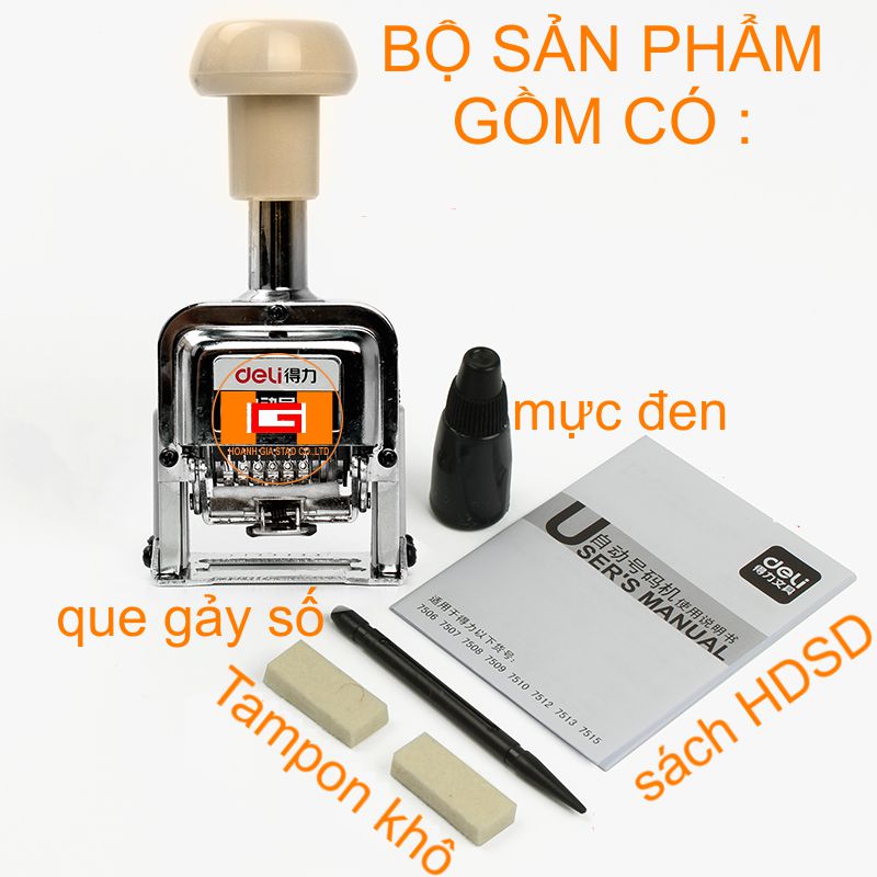 Máy Dập Dấu Nhảy 6/7/8/9/10 số Deli
