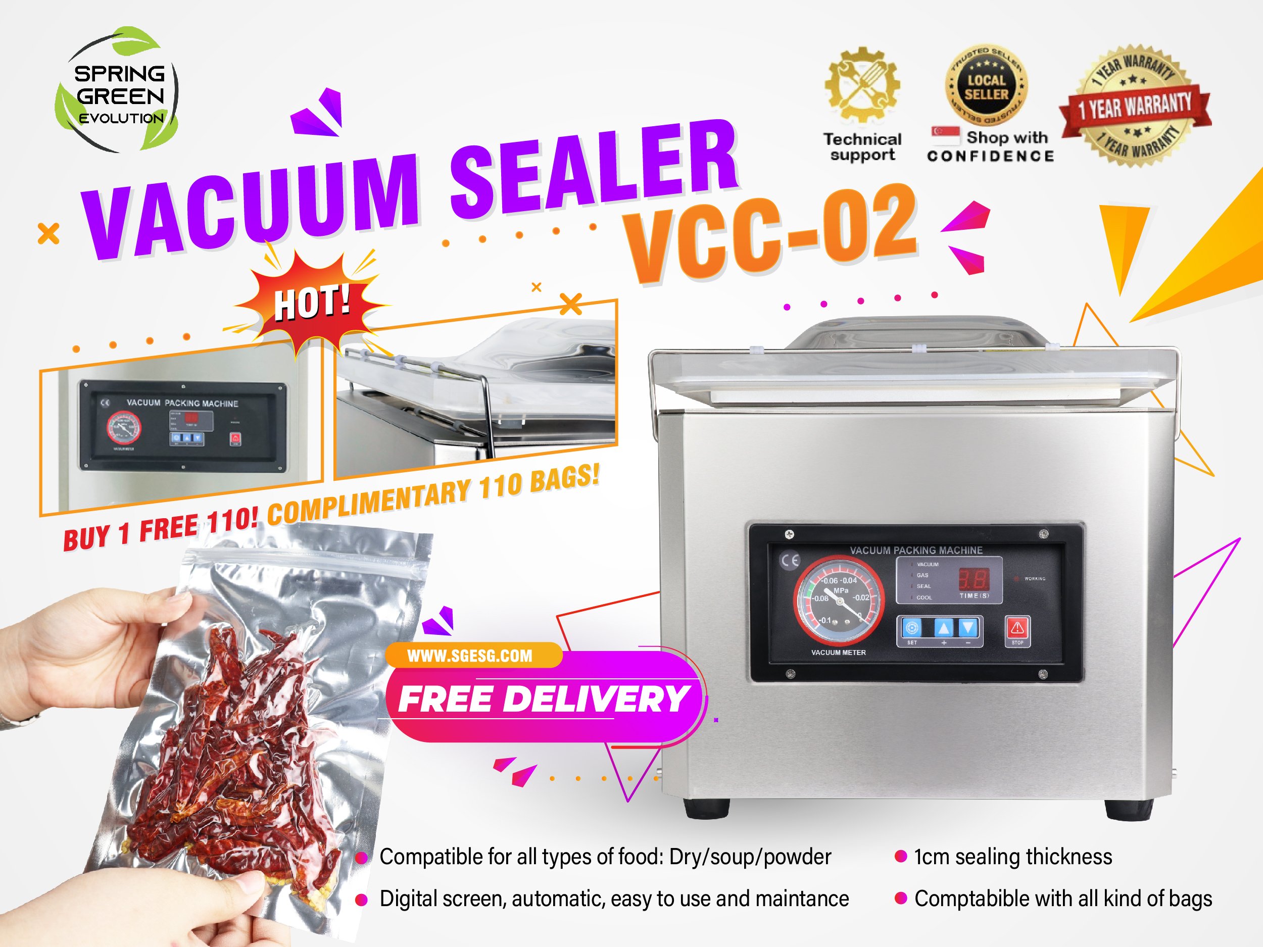 Vacuum Chamber Sealer model VCC02 Vacuum packing machine Food saver Commercial vacuum