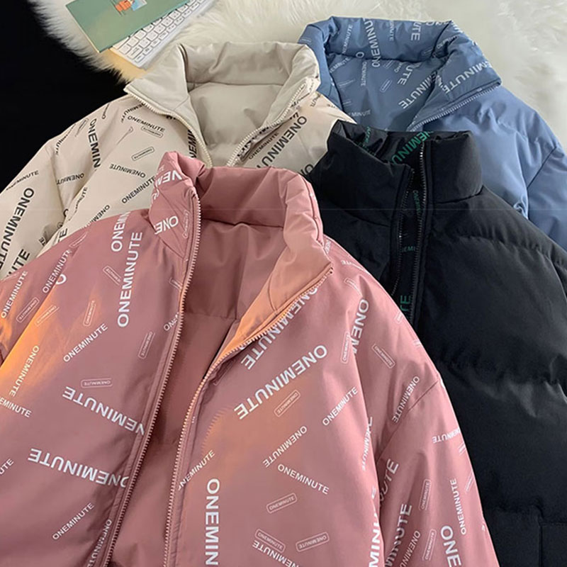 Hanlu Men's stand collar solid color simple reversible down jacket thickened warm couple's jacket
