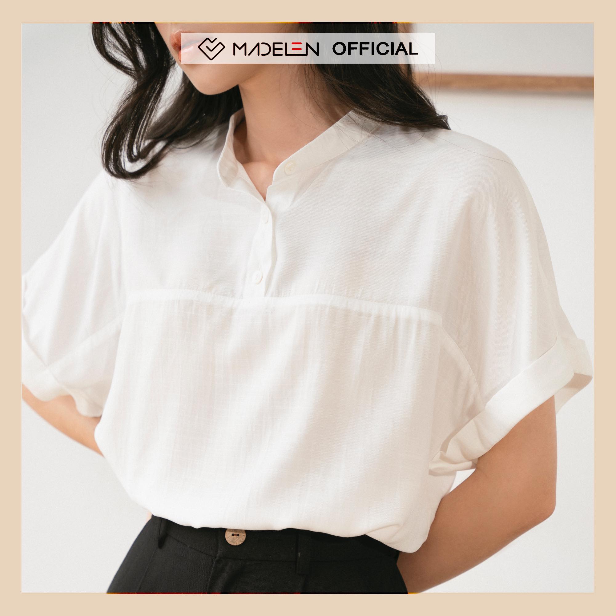 Sơ mi ngắn tay bổ trụ madelen