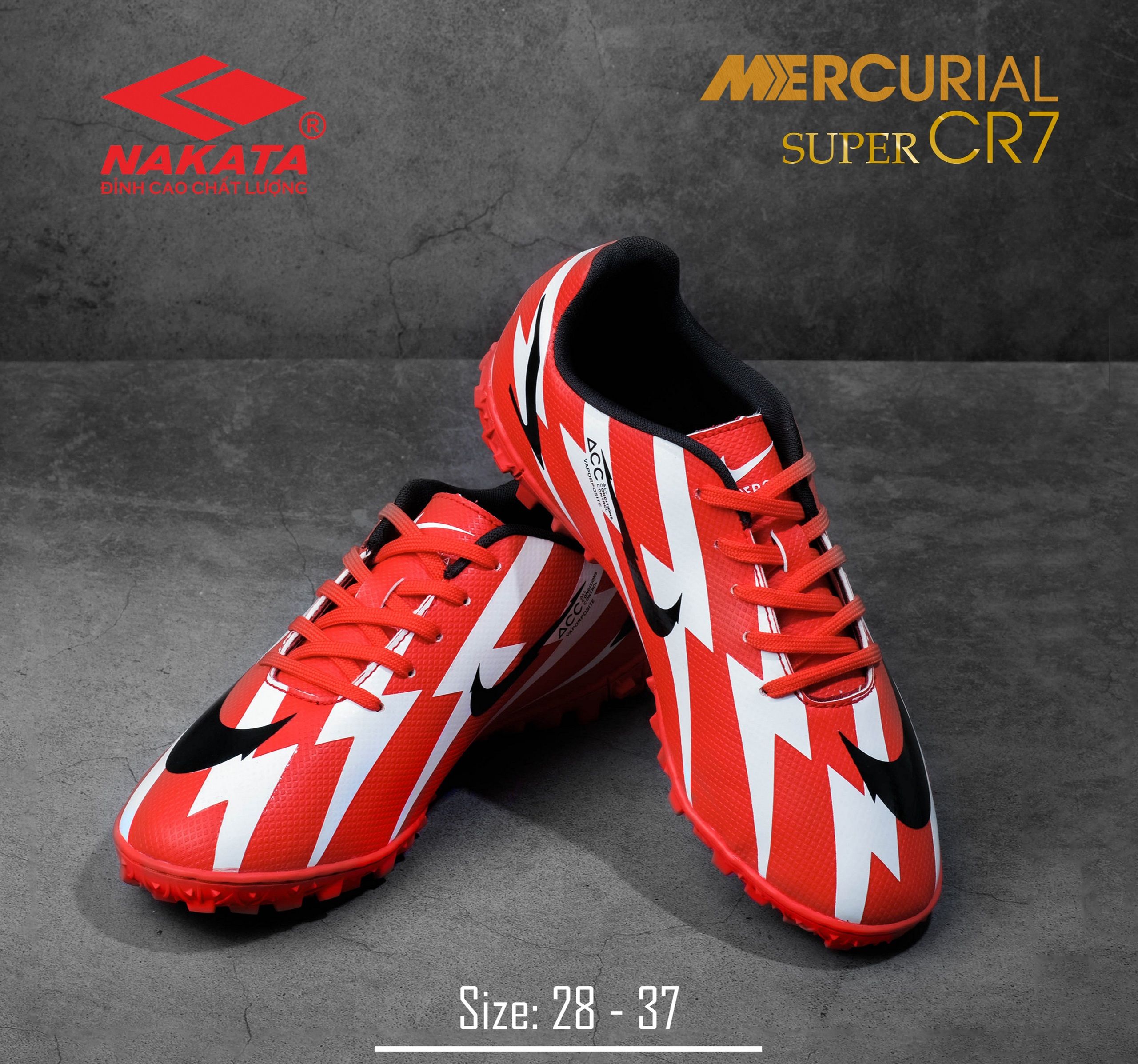 Giày Bóng Đá Trẻ Em Mercurial Super CR7 Đỏ [Tặng Túi Rút Và Tất].
