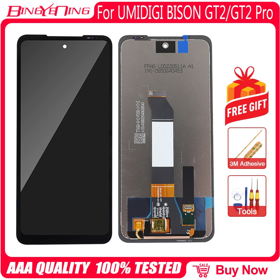 Original umidigi bison gt2 lcd display+touch screen for umidigi bison gt2 pro lcd display + tools + 3m adhesive