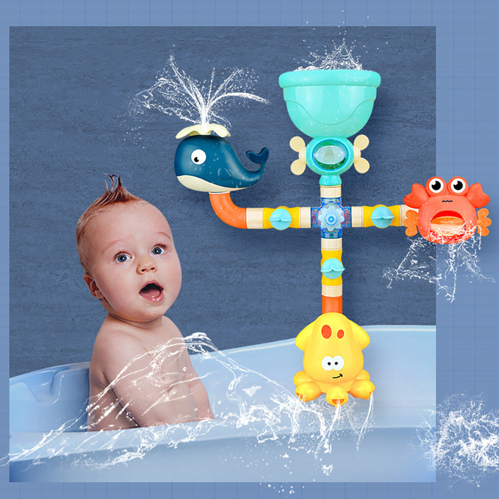 【Amnber Berry Mall】Baby Bath Toys Bathtub Pipes Tubes Time Water Game Spray Swimming Bathroom Toys Toddlers Kids Gifts Birthday Gift. 