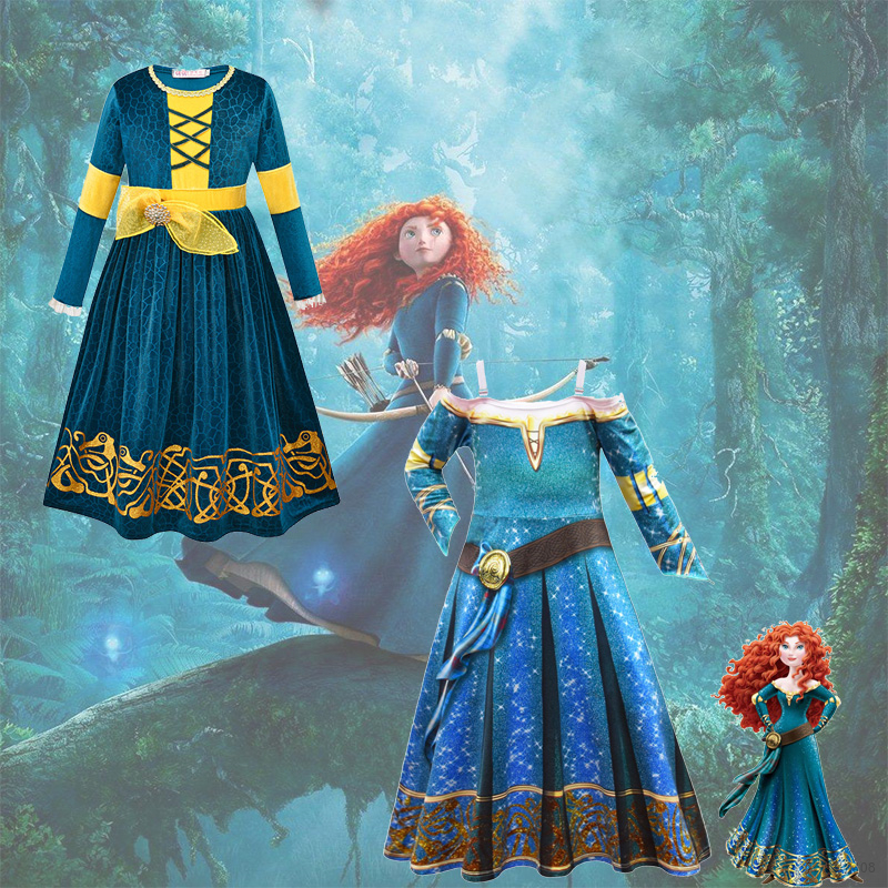 strapless open back dress Brave Merida Classic Velvet Cosplay Costume main image 0