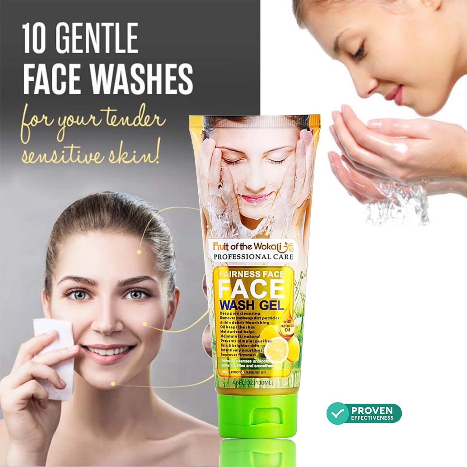 Wokali Facial Wash Gel with Natural Lemon and Oil Deep Cleansing and