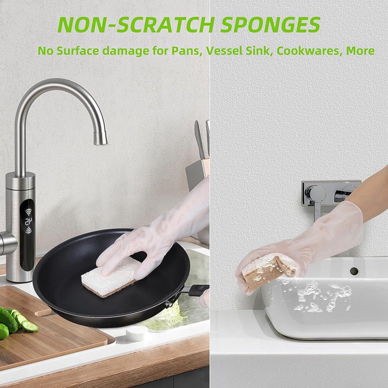 16PCS Biodegradable Compostable Cellulose Kitchen Sponges Coconut Scrubber - Eco Friendly Sponge for Dishes Cleaning