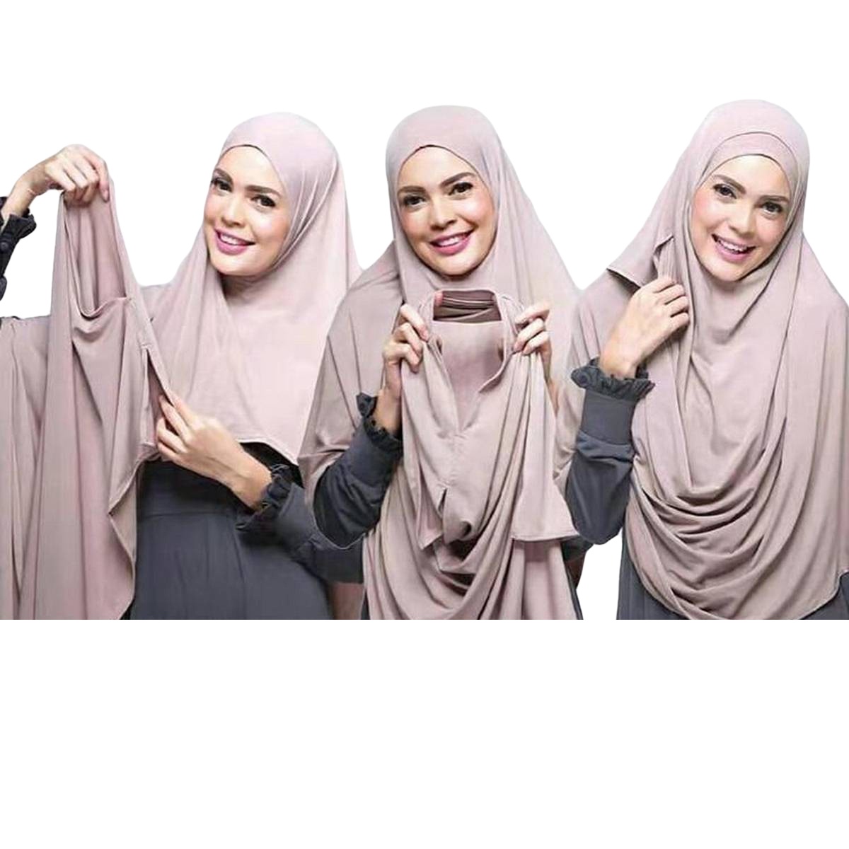 High Quality Popular Design Speediness Pure Color Bubble Chiffon Hijab Convenient Style Double Loop Instant Hijab. 