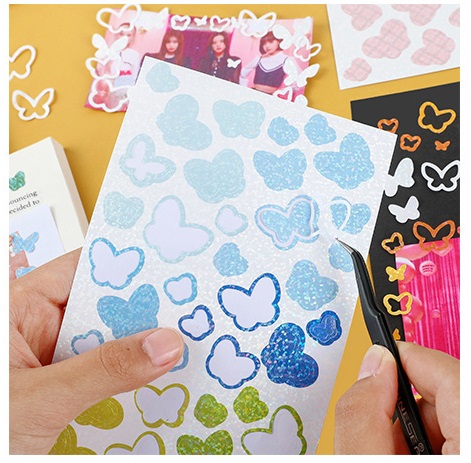 Tấm sticker laser lấp lánh họa tiết bướm
