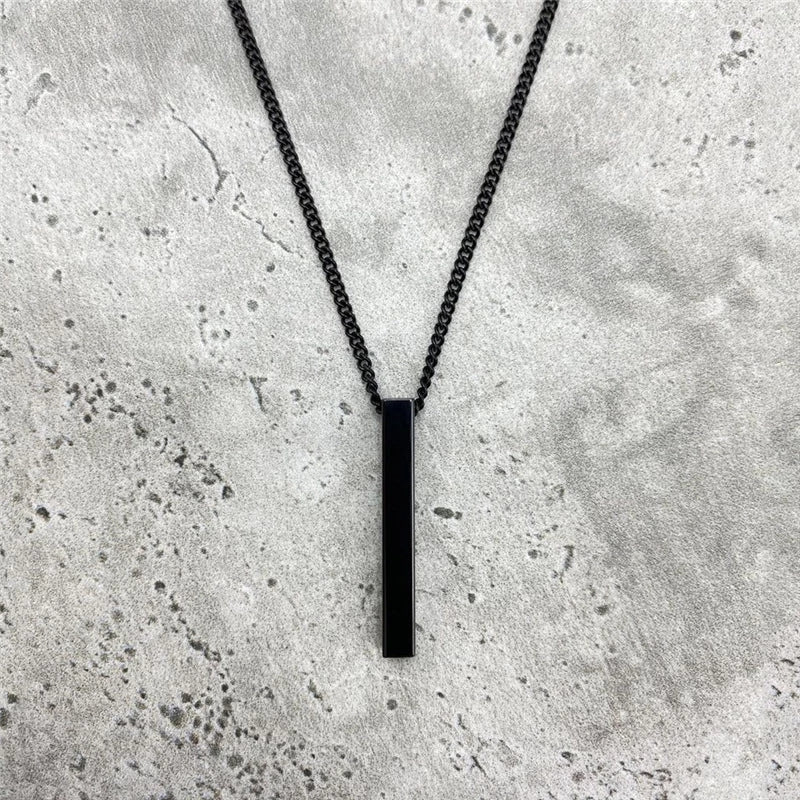 Vertical Bar Black Color Locket Set With Chain Couple Best Friend Ship Stick Necklace Pendant For Girls Women Men Ladies Couples Unisex Friendship Mens Boys Nacklace