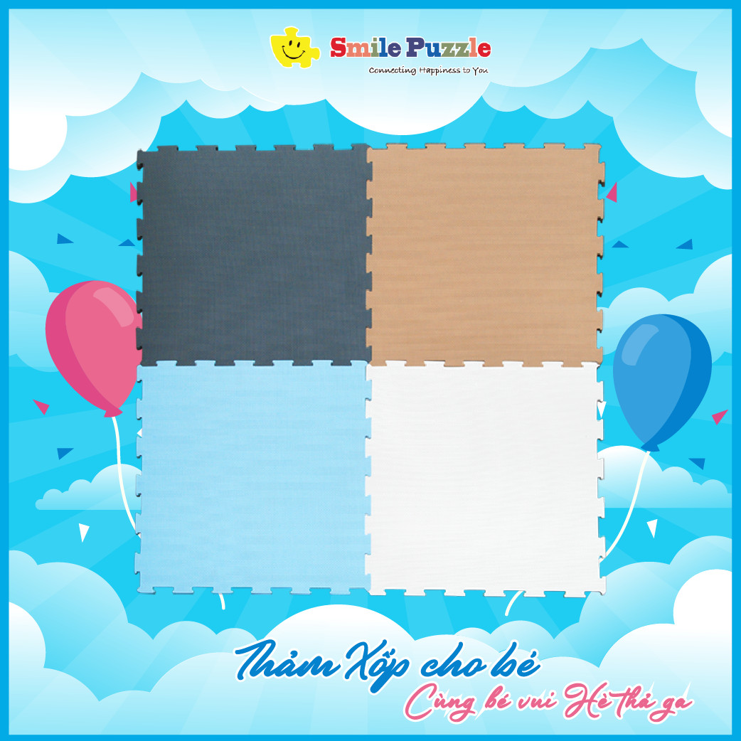 Thảm xốp lót sàn cho bé - đơn màu pastel 4 miếng 4 màu, 60x60x1.2cm, 1,44