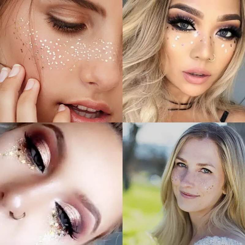 Party Face Sticker Gold Stamping Temporary Tattoos Waterproof