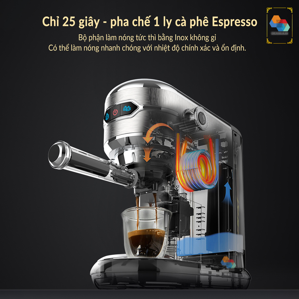 Máy pha cafe espresso tự động hibrew h11 siêu nhỏ gọn 12cm, công suất 1450w - ảnh sản phẩm 5
