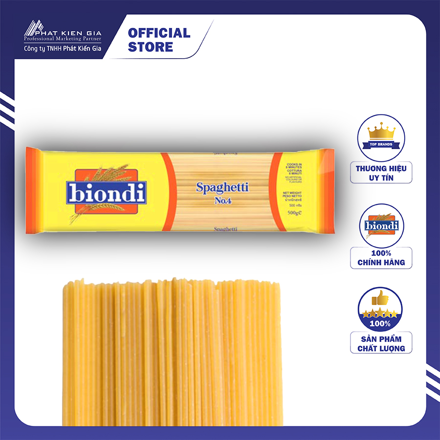 Mì Ý Spaghetti Số 4 Biondi 500g - Thương Hiệu Úc, SX Thái Lan | Biondi Spaghetti No.4 500g