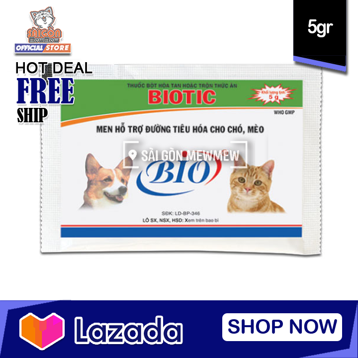 [Combo 5 Gói] Men Tiêu Hóa BIOTIC Cho Chó Mèo 5g - Hỗ Trợ Tiêu Hóa, Giảm Tiêu Chảy, Tăng Hấp Thu