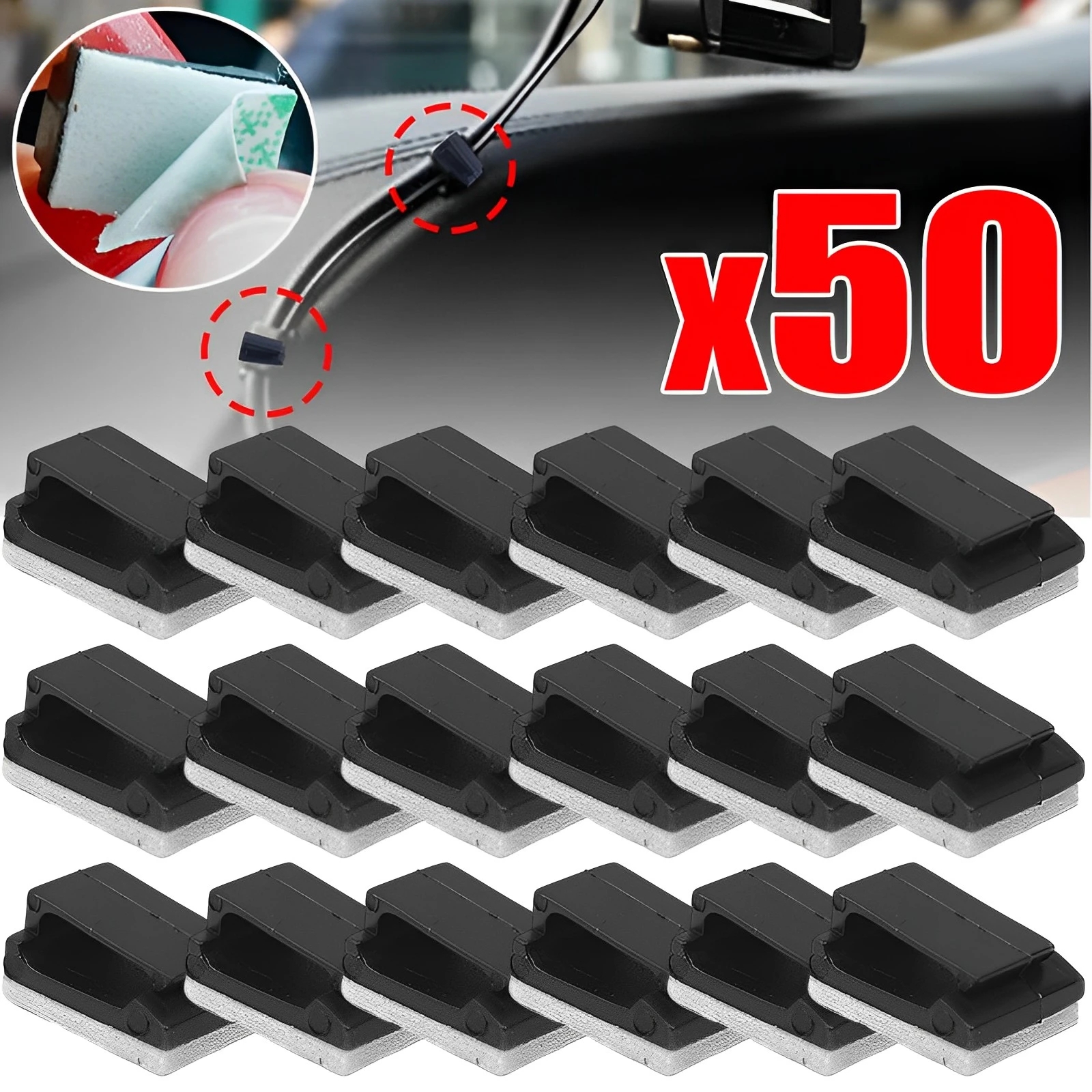 1-50 cái tự dính Giá đỡ cố định điện thoại xe ô tô dây đèn Cáp dữ liệu trang trí dây sửa chữa phụ kiện sắp xếp cho xe hơi