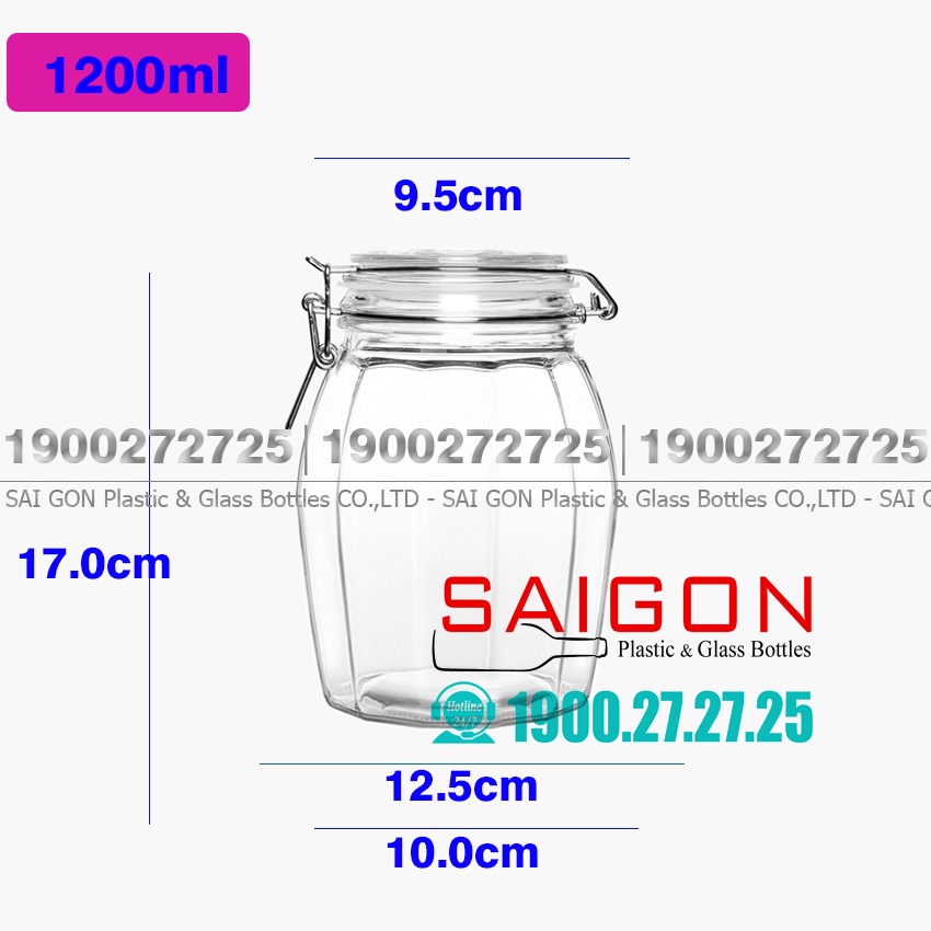Hũ thủy tinh thực phẩm | hũ nắp gài thép 500ml , 750ml , 1000ml