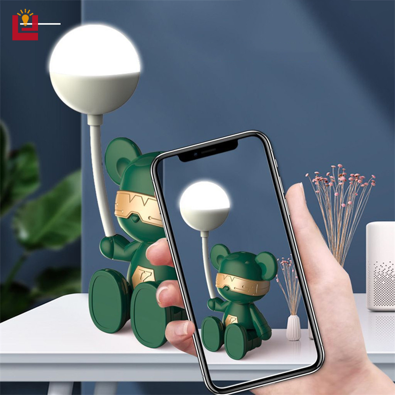 YONUO Light luxury violent bear folding desktop reading desk lamp USB charging eye protection dormitory night lamp souvenir ornament table lamp