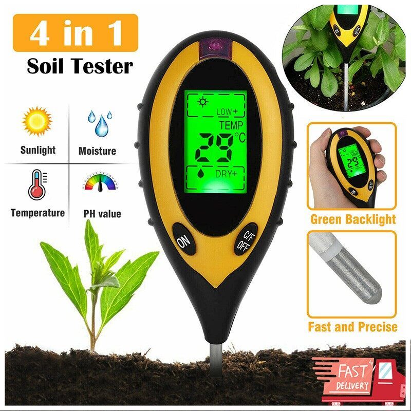 PH meter soil 4 in 1 heishada, sunlight ẩm Đồng pool test for lawn tree planting in garden
