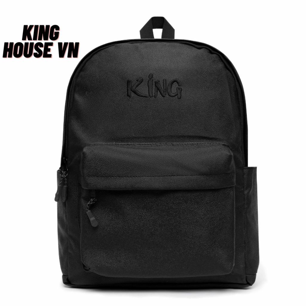 [VOUCHER 8%]Cặp Da Chống Nước Balo Thiêu CHữ King Màu Đen