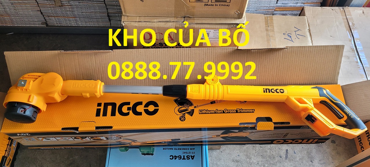 Máy cắt cỏ dùng pin 20v ingco cgtli20328 bao gồm 1 pin 4ah và 1 sạc